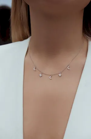 Colier “ Calea lactee” mini în argint alb